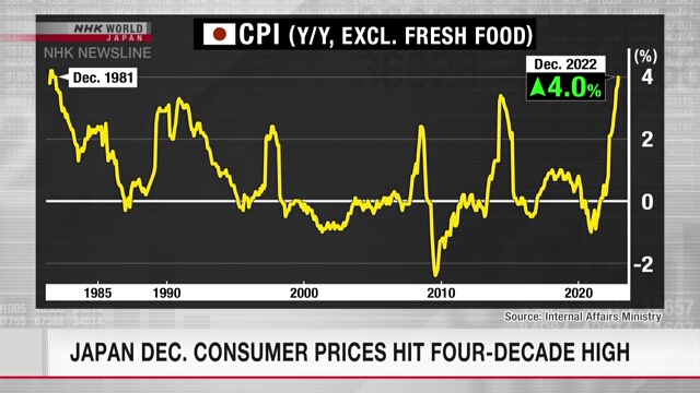 В декабре индекс потребительских цен в Японии достиг рекордной величины за последние 40 лет