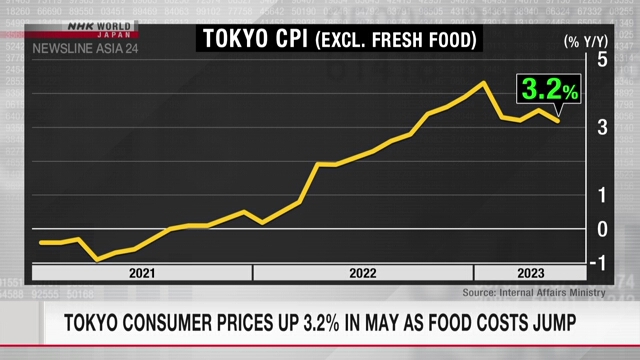 Потребительские цены в Токио в мае выросли на 3,2% на фоне роста стоимости продуктов питания
