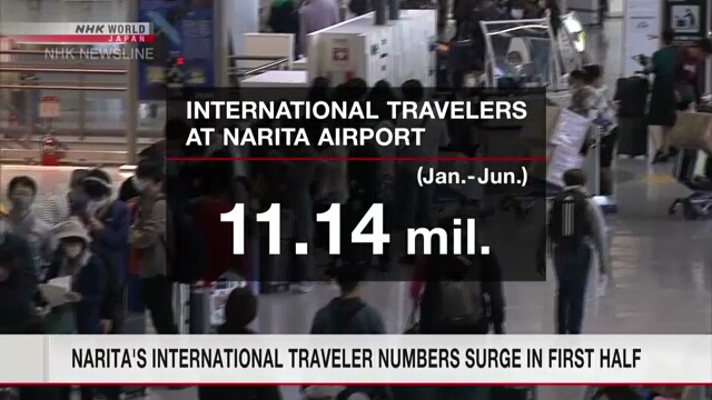 За первую половину года аэропорт Нарита использовали более 10 млн пассажиров международных авиарейсов