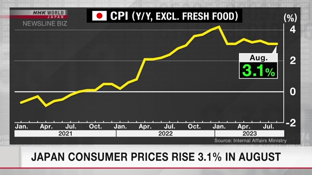 Потребительские цены в Японии в августе выросли на 3,1%