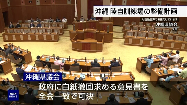 Законодательное собрание префектуры Окинава призывает центральное правительство отказаться от плана создания полигона для Сил самообороны