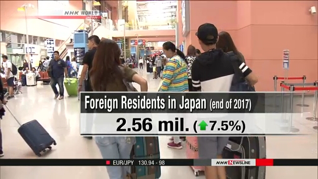 Число иностранцев, проживающих в Японии, достигло рекордно высокого уровня
