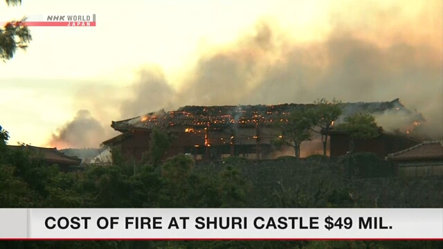 Ущерб, причиненный замку Сюри на Окинаве, оценивается примерно в 49 млн долларов