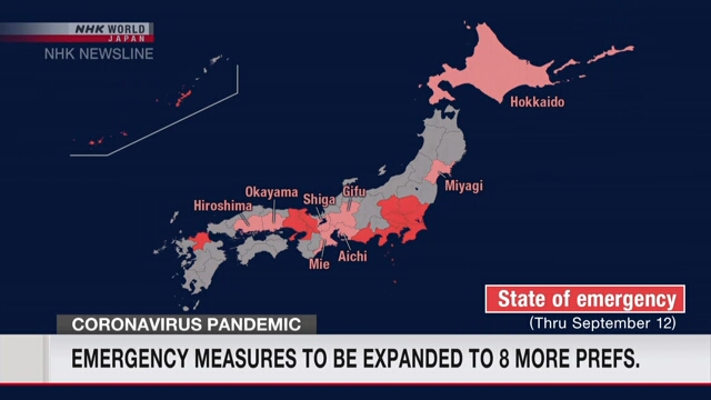 Япония распространяет действие режима ЧС еще на 8 префектур