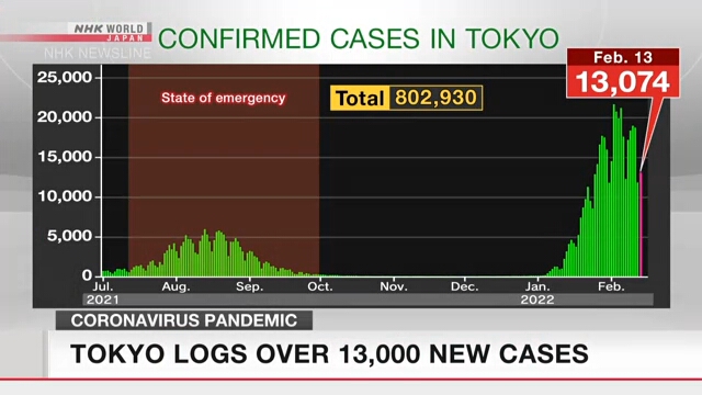 В Токио зарегистрировали более 13 тыс. новых случаев заражения COVID-19, режим квази-ЧС продлили в 13 префектурах