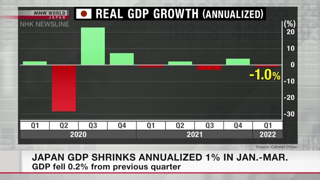 ВВП Японии сократился в годовом исчислении на 1,0% в период с января по март текущего года