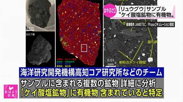 Исследователи обнаружили содержащий органическое вещество минерал в образцах с астероида Рюгу
