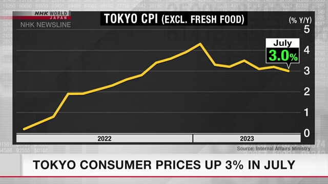 Рост потребительских цен в Токио в июле составил 3%