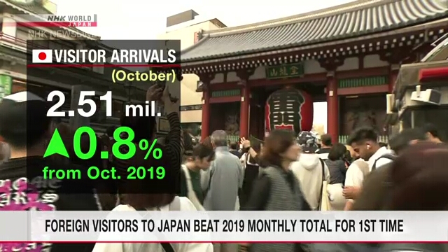 Число иностранных гостей Японии в октябре впервые превысило месячный показатель 2019-го года