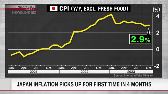 Инфляция в Японии выросла впервые за 4 месяца