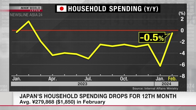 Расходы домохозяйств в Японии падают 12-й месяц подряд