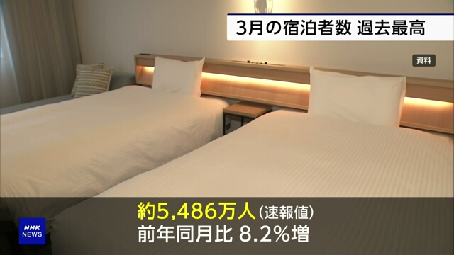 Число постояльцев в японских гостиницах достигло рекордного уровня в марте